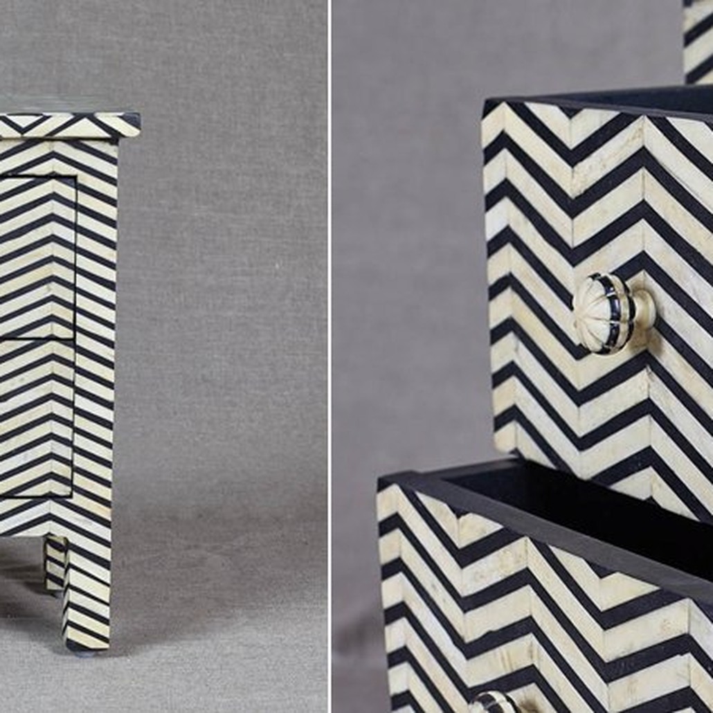 Комод инкрустация костью Inlaid Bone Chevron Mini