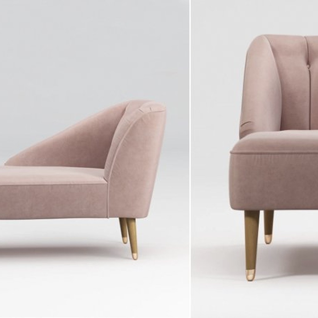 Кушетка Chaise Longue, Pink Cotton Velvet