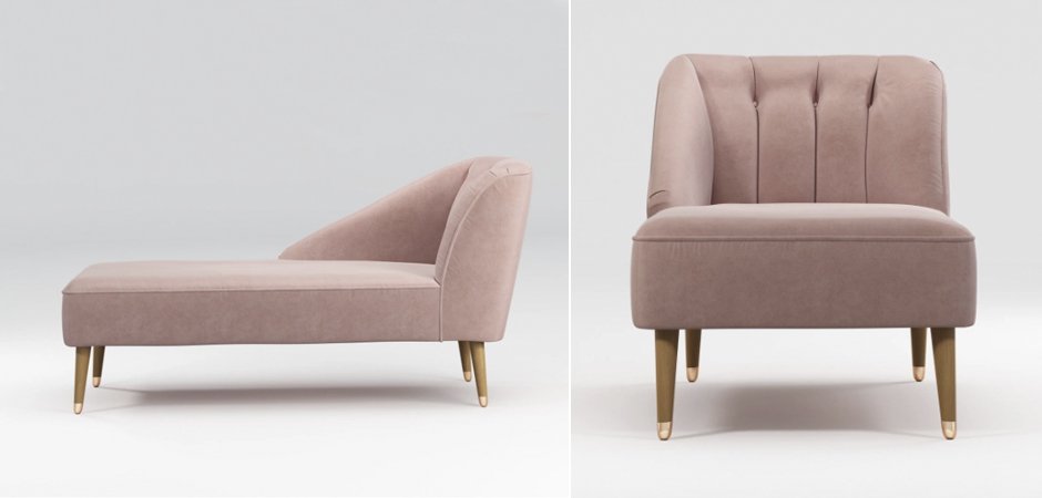 Кушетка Chaise Longue, Pink Cotton Velvet