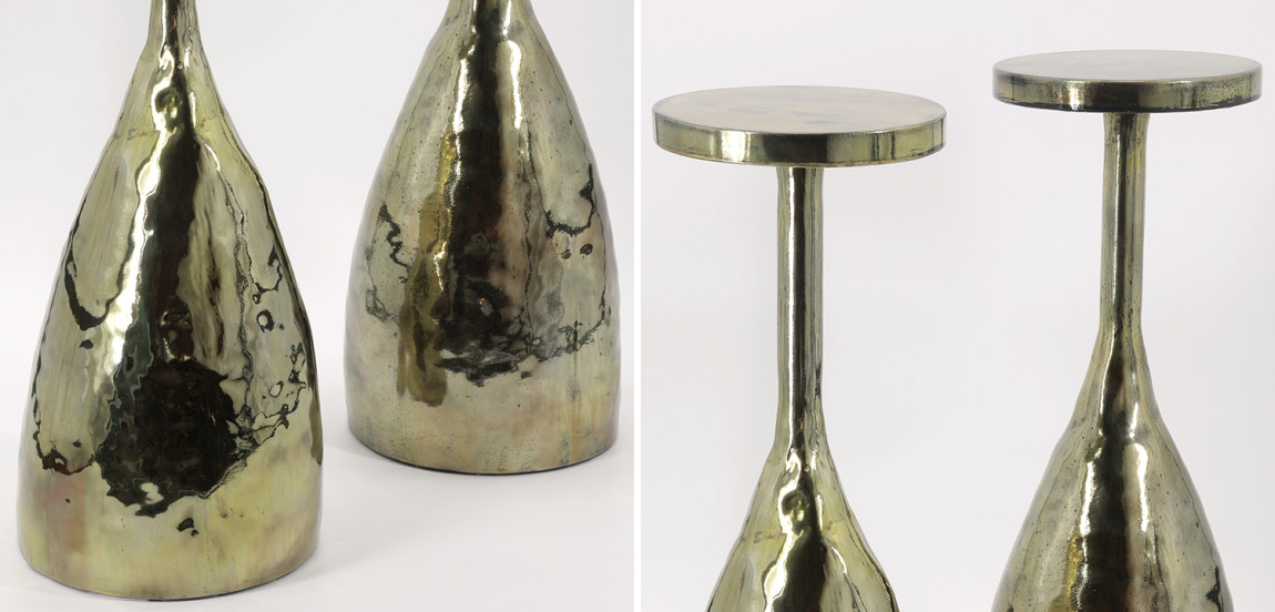 Philippe Hiquily Quille Laiton martele Side Table