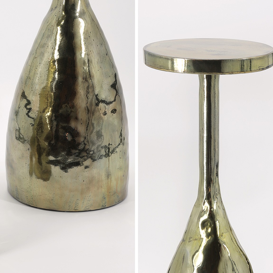 Philippe Hiquily Quille Laiton martele Side Table
