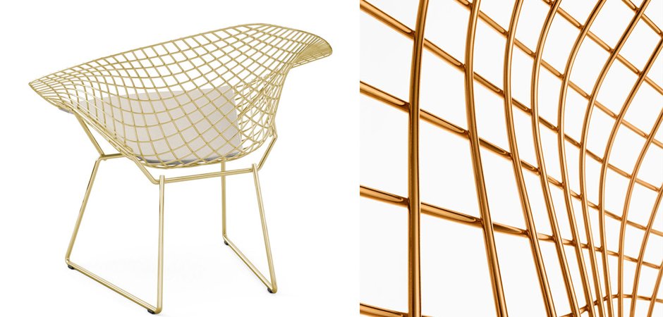 Кресло Bertoia Diamond Chair Gold