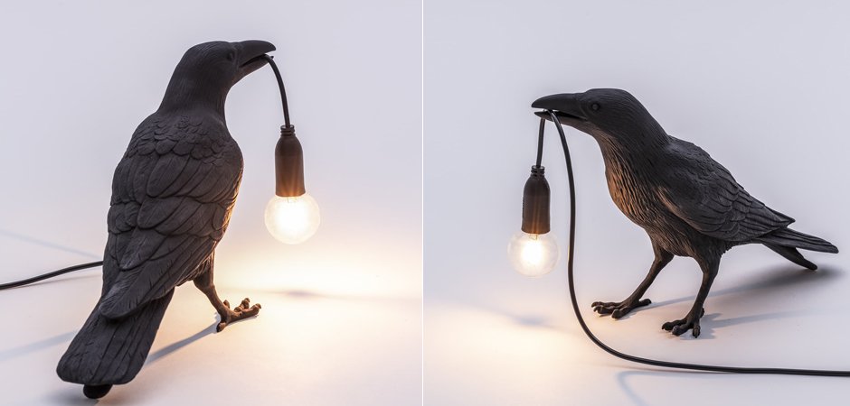 Настольная лампа Seletti Bird Lamp Black Waiting
