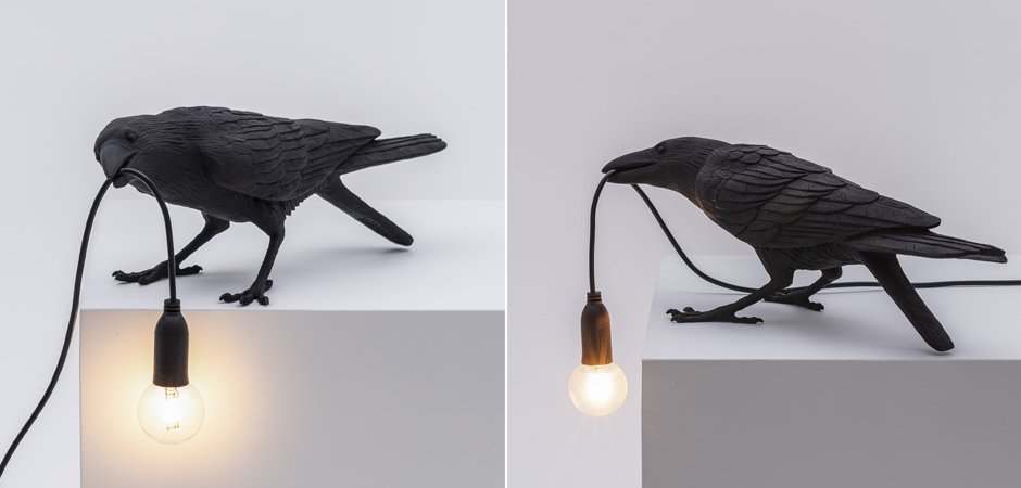 Настольная лампа Seletti Bird Lamp Black Playing