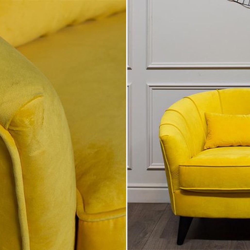 Amour Curved Back Velvet Chair Yellow