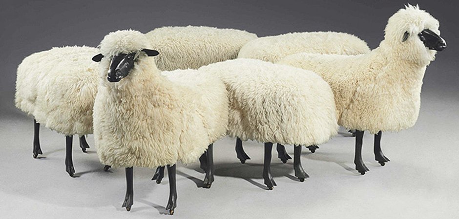 Пуф Овечка Sheep Bench White Moutons de laine