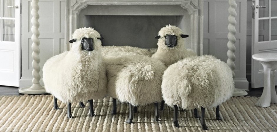 Пуф Овечка Sheep Bench  White Moutons de laine