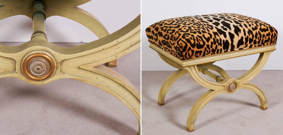 Пуф Pair of Hollywood Regency Leopard Print Velvet Benches