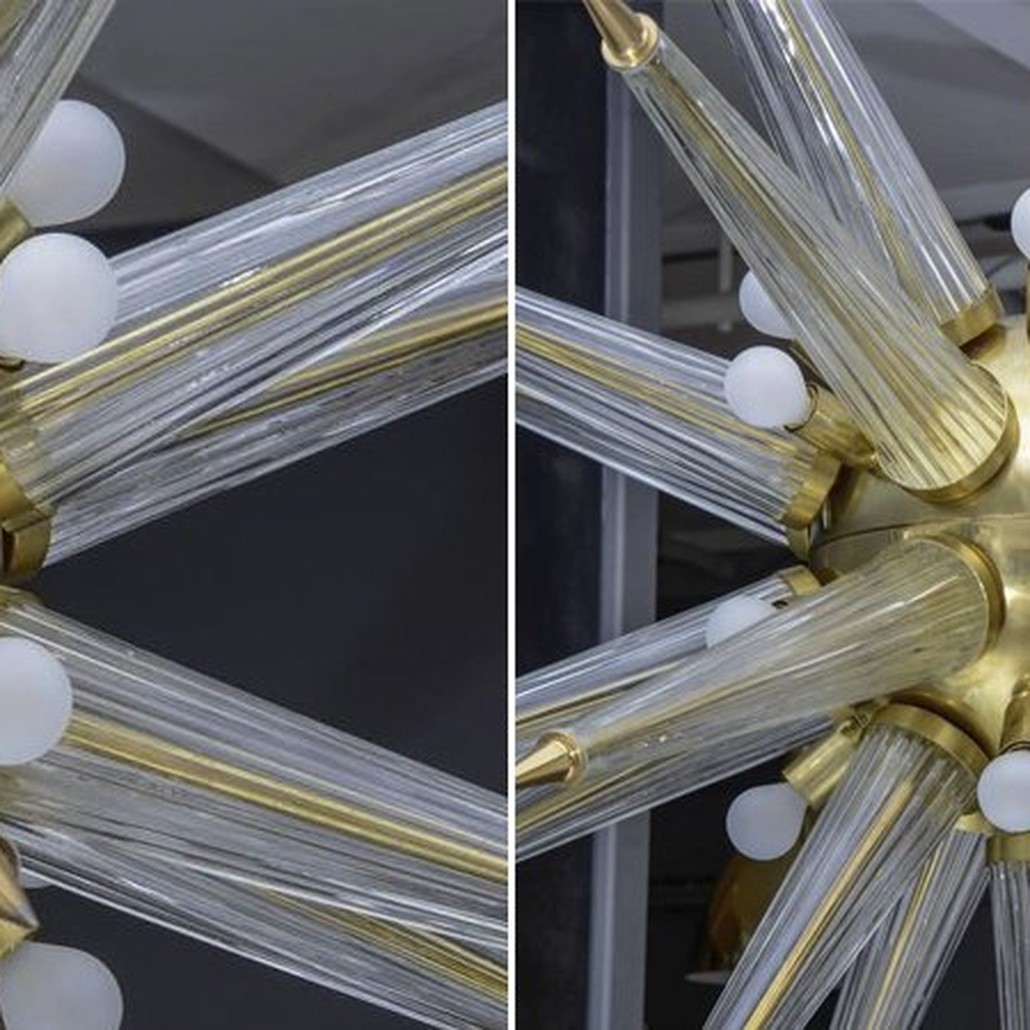 Люстра Brass Sputnik Chandelier with Murano Glass Spikes