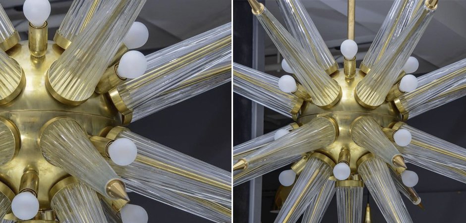 Люстра Brass Sputnik Chandelier with Murano Glass Spikes