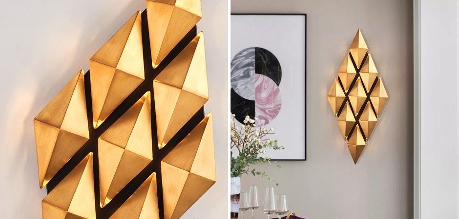 Бра Honeycomb Gold lozenges Wall Lamp