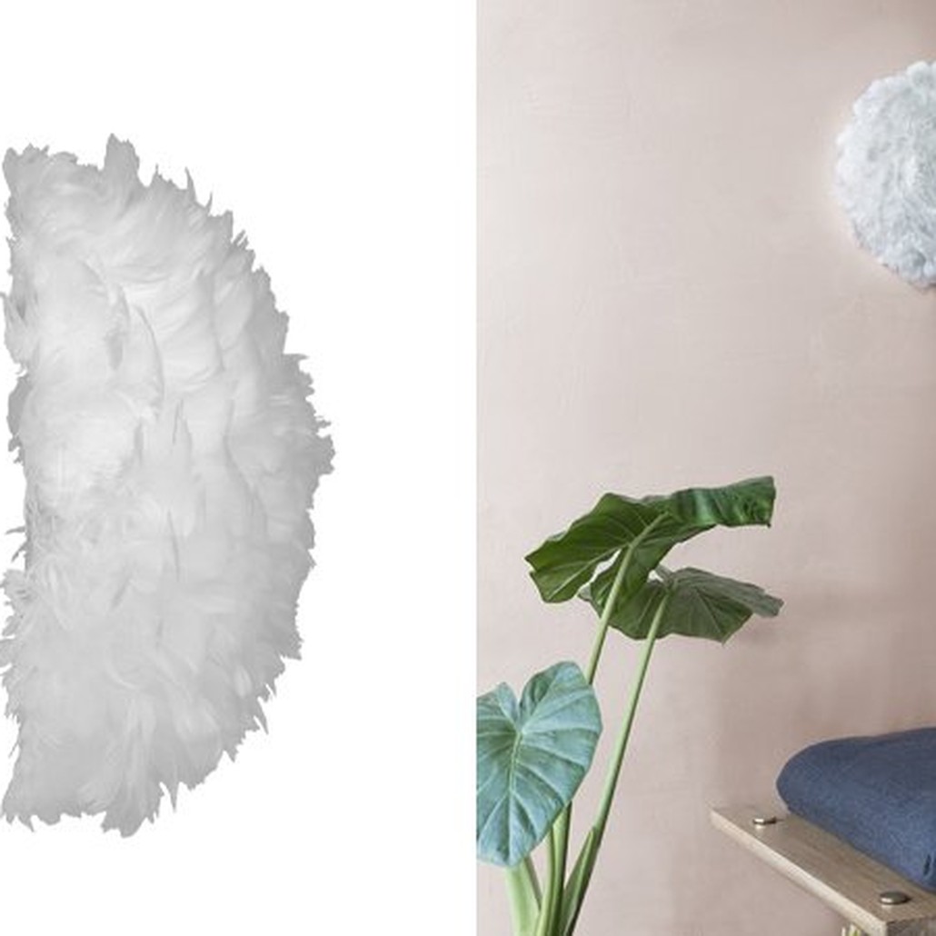 Декор на стену из перьев Plumage Белый c подсветкой
