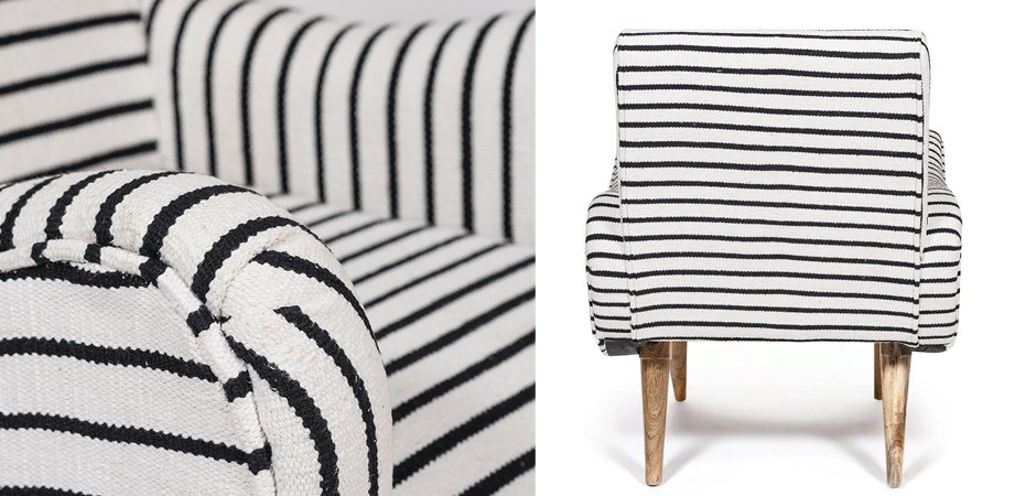 Кресло с подлокотниками Black and White Stripes