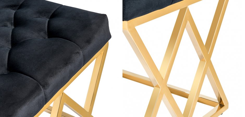 Банкетка Rhomb Gold Carriage Fasteners