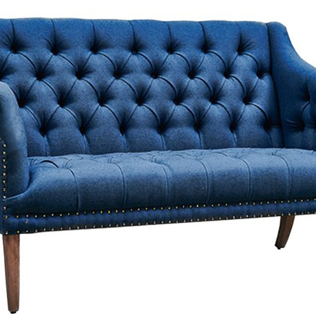 Диван Morton Capitone Sofa Диван синий лен