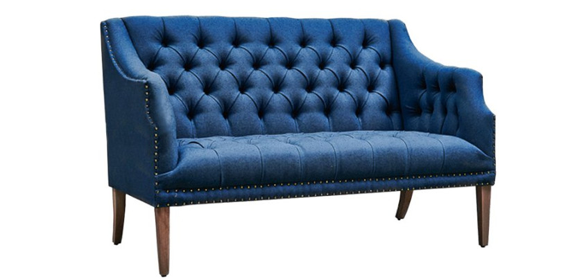 Диван Morton Capitone Sofa  Диван синий лен