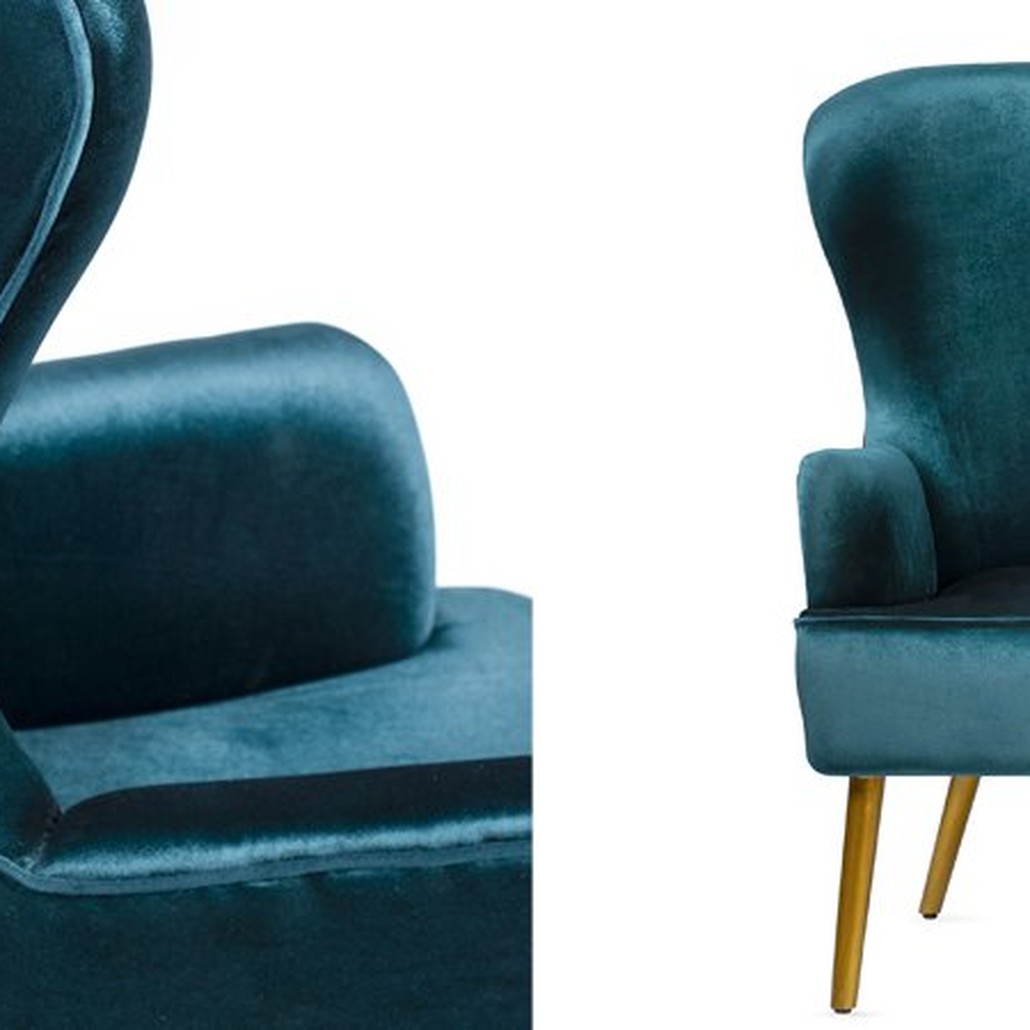 Кресло Wingback Dining Chair turquoise velor