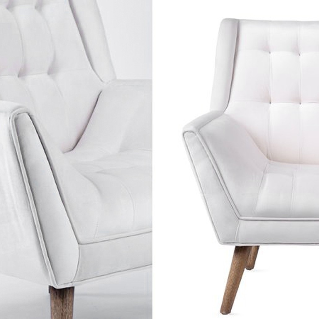 Кресло Danish Modern Armchair Tufted Accent белый велюр