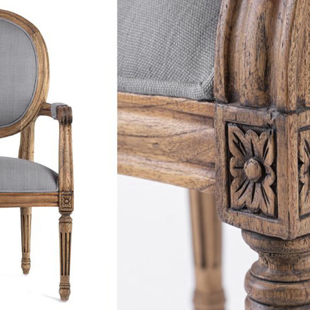 Стул REGENCY MEDALLION ARMCHAIR Gray Linen