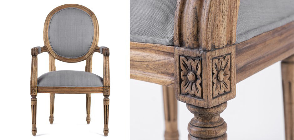 Стул REGENCY MEDALLION ARMCHAIR Gray Linen