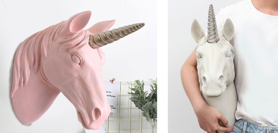 Аксессуар на стену голова Единорога Розовый цвет