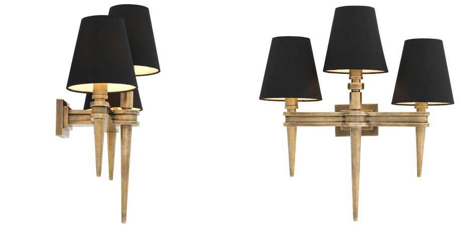 Бра Wall Lamp Waterloo Triple Brass