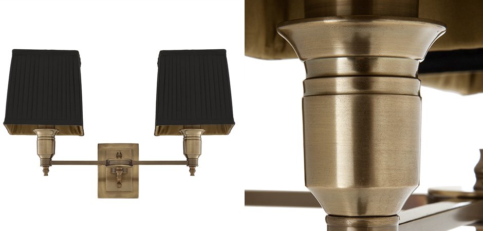 Бра Wall Lamp Lexington Double Brass+Black