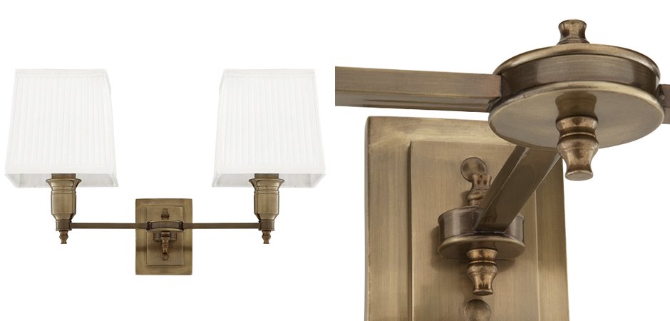 Бра Wall Lamp Lexington Double Brass+White