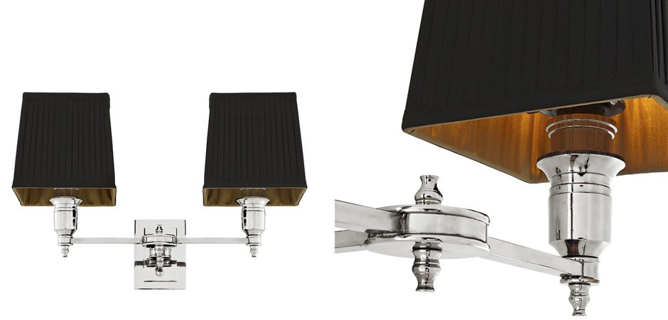 Бра Wall Lamp Lexington Double Nickel+Black