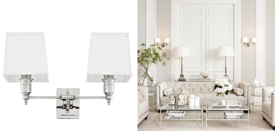 Бра Wall Lamp Lexington Double Nickel+White