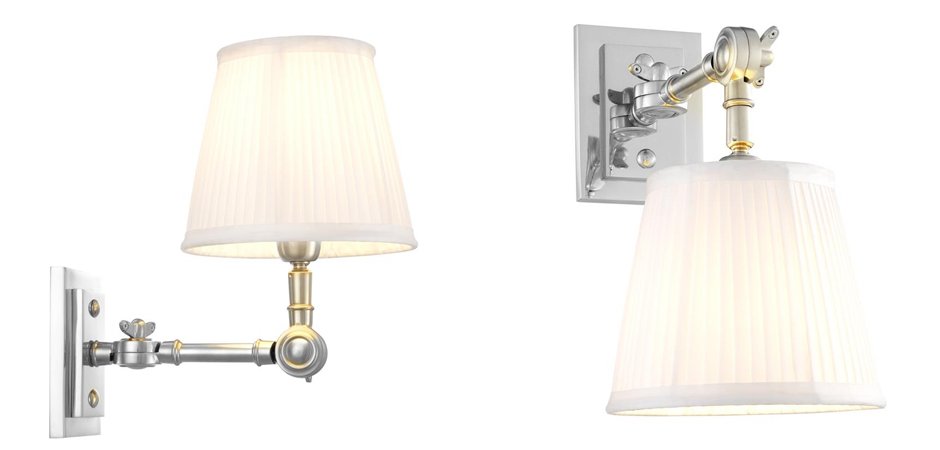 Бра Wall Lamp Wentworth Single Nickel+White