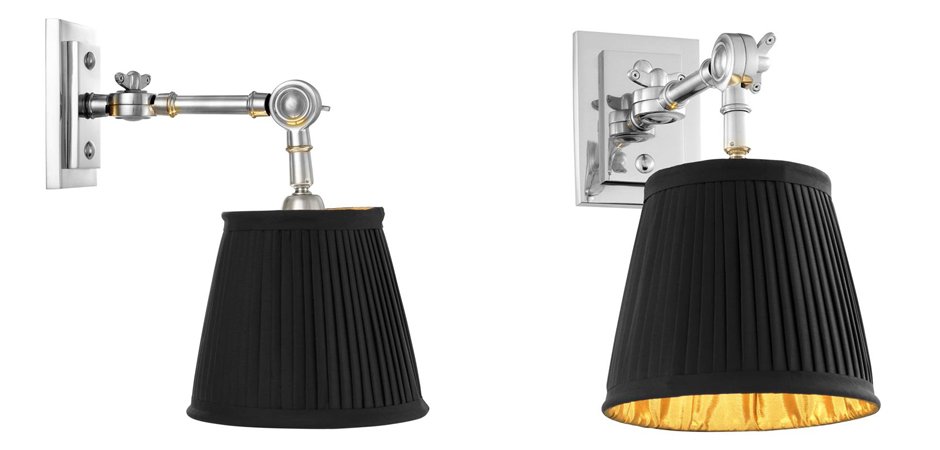 Бра Wall Lamp Wentworth Single Nickel+Black