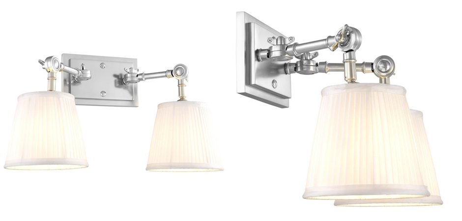 Бра Wall Lamp Wentworth Double Nickel+White