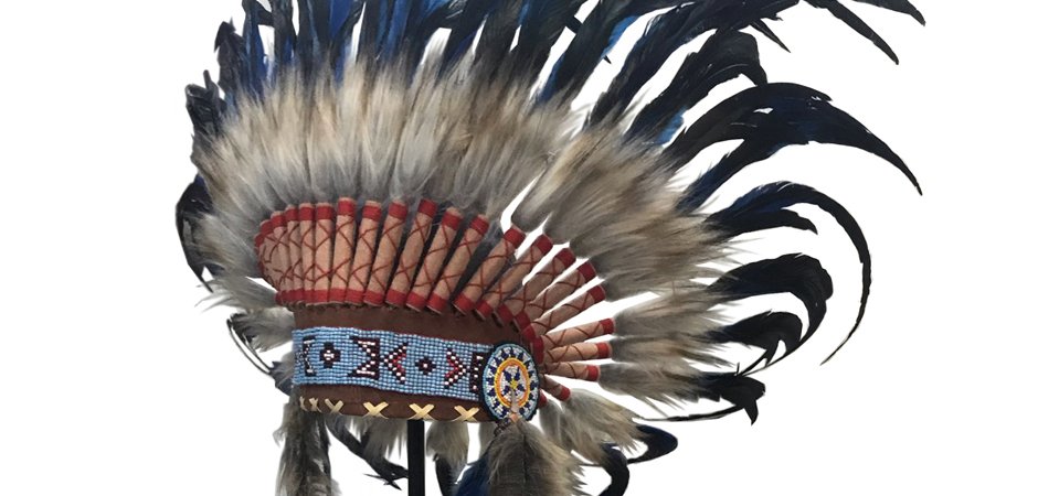 War bonnet Индейский венец из перьев темно-синий