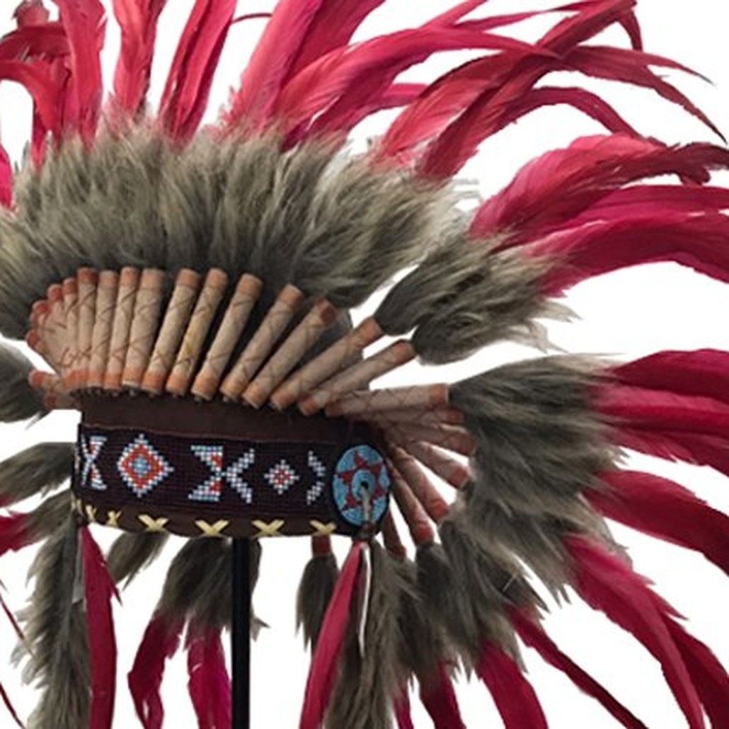 War bonnet Индейский венец из перьев красный