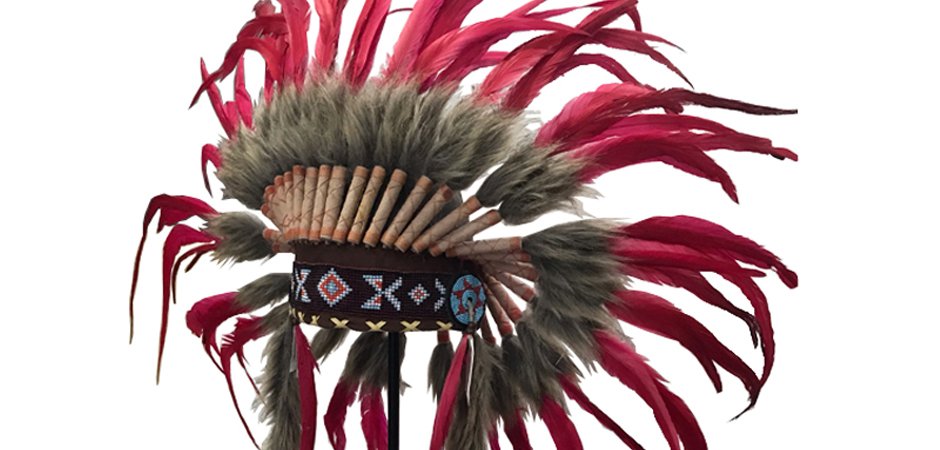 War bonnet Индейский венец из перьев красный