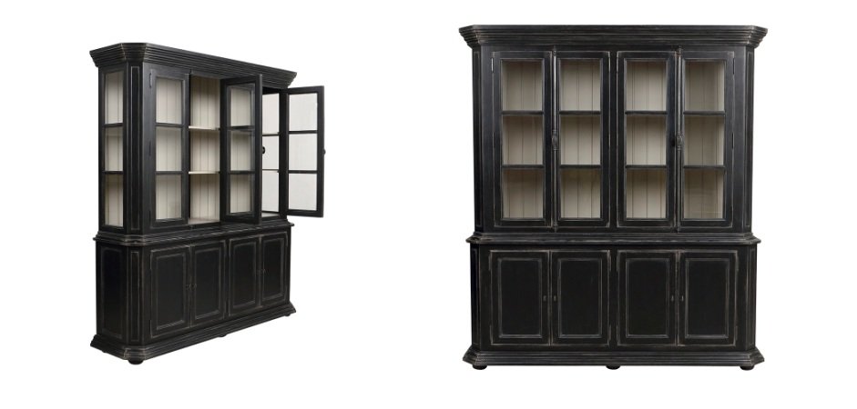 Буфет BUFFET VAISSELIER NOIR 4 PORTES VITREES BRUGES A391