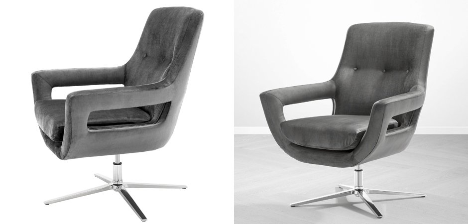 Кресло Eichholtz Swivel Chair Flavio Grey