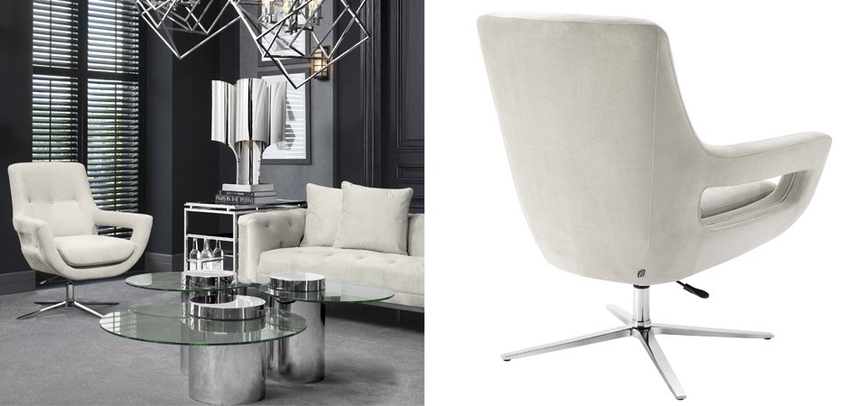 Кресло Eichholtz Swivel Chair Flavio Pebble Grey