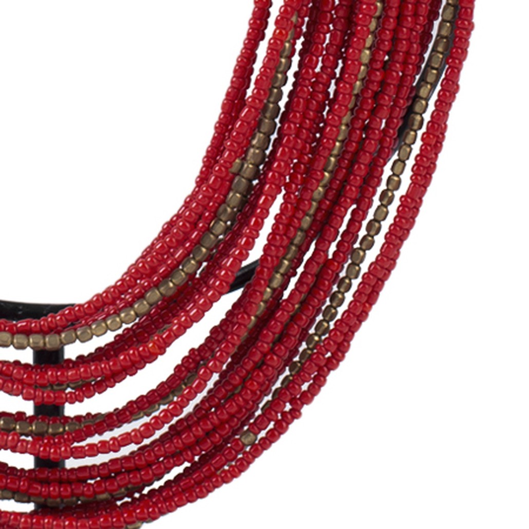 Ожерелье на подставке NECKLACE RED AND BRASS