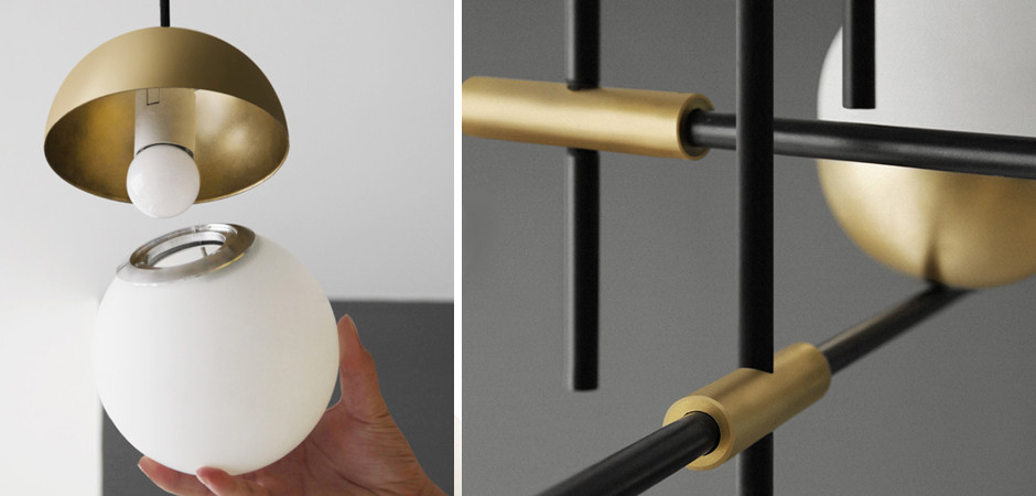 Люстра Balls white & brass 9