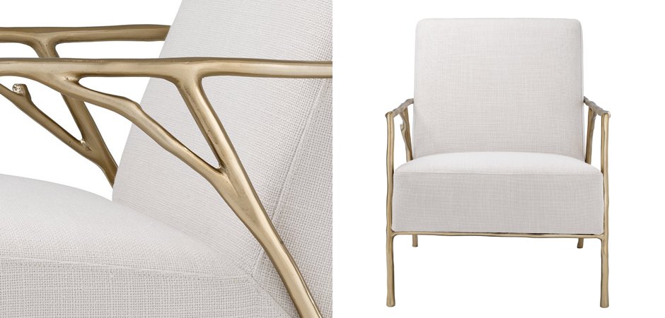 Элегантное Кресло с латунными подлокотниками Chair Antico Branches