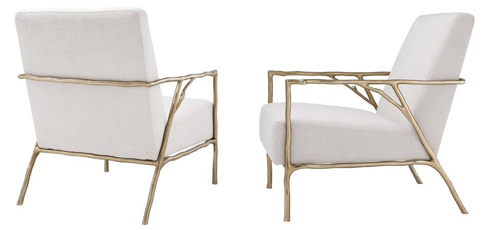 Элегантное Кресло с латунными подлокотниками Chair Antico Branches