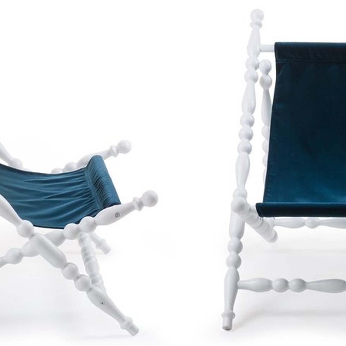 Стул Seletti Heritage Foldable Deckchair Blue white