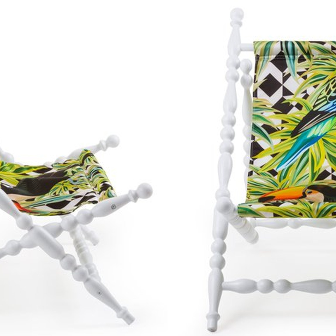 Стул Seletti Heritage Foldable Deckchair Parrots white