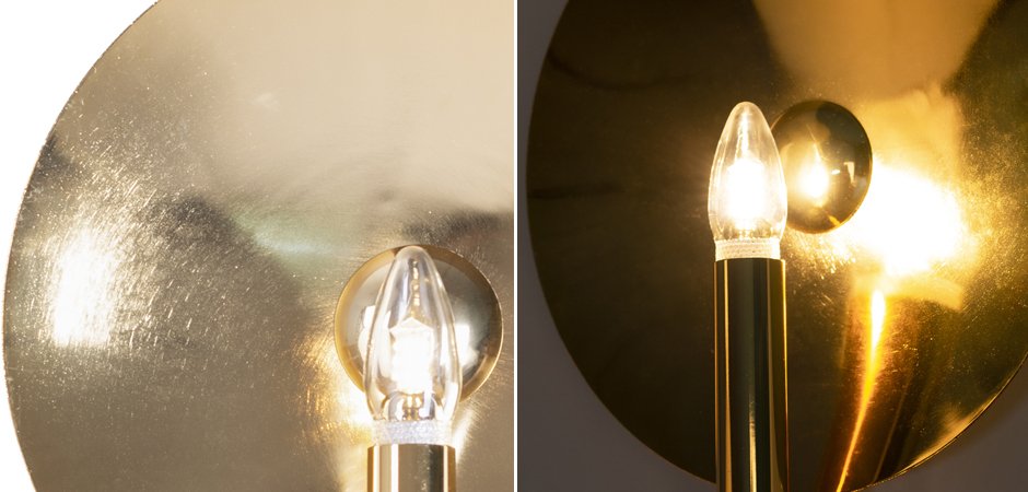 Бра Gold Round Backing Exposed Bulb Sconce