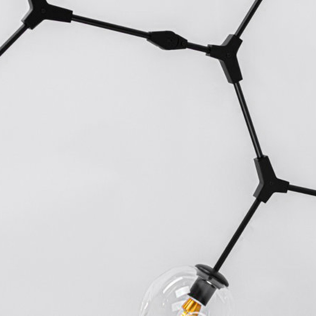 Люстра Сrumpled Glass Bubble Chandelier Black 6 плафонов