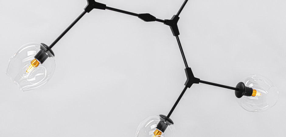 Люстра Сrumpled Glass Bubble Chandelier Black 6 плафонов