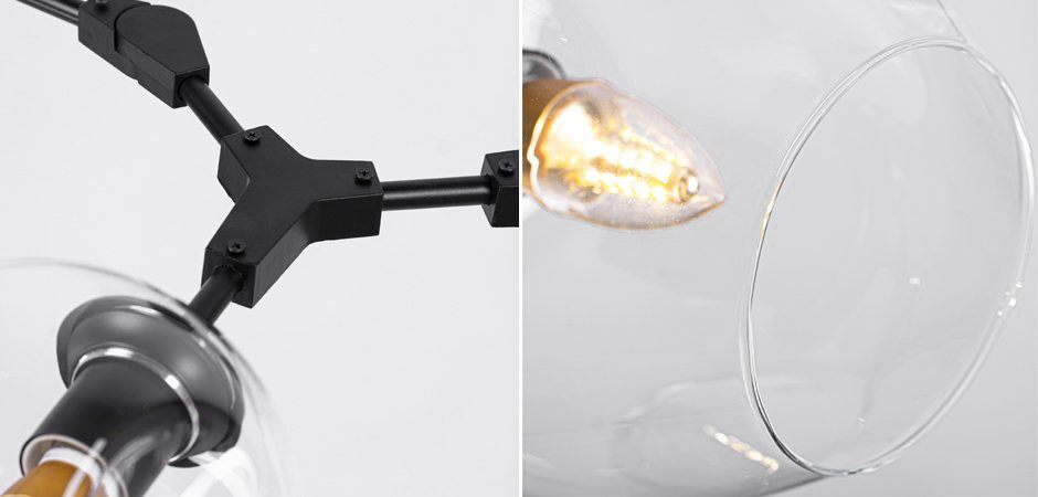 Люстра Сrumpled Glass Bubble Chandelier Black 6 плафонов