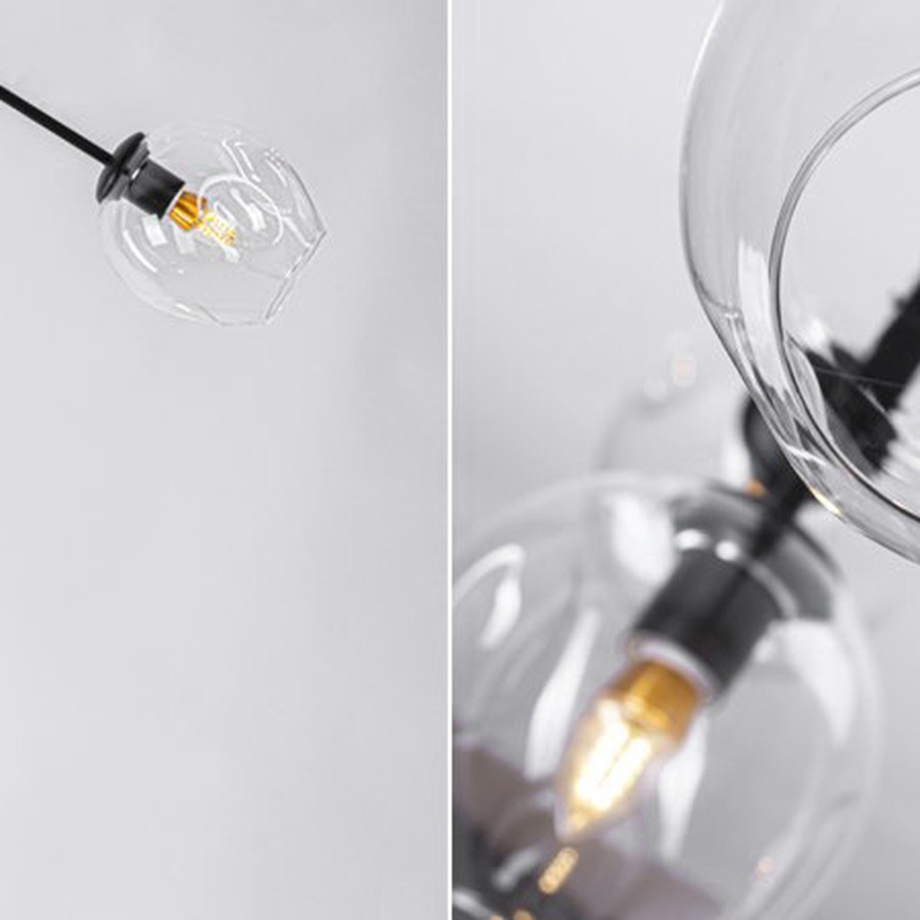 Люстра Сrumpled Glass Bubble Chandelier Black 6 плафонов
